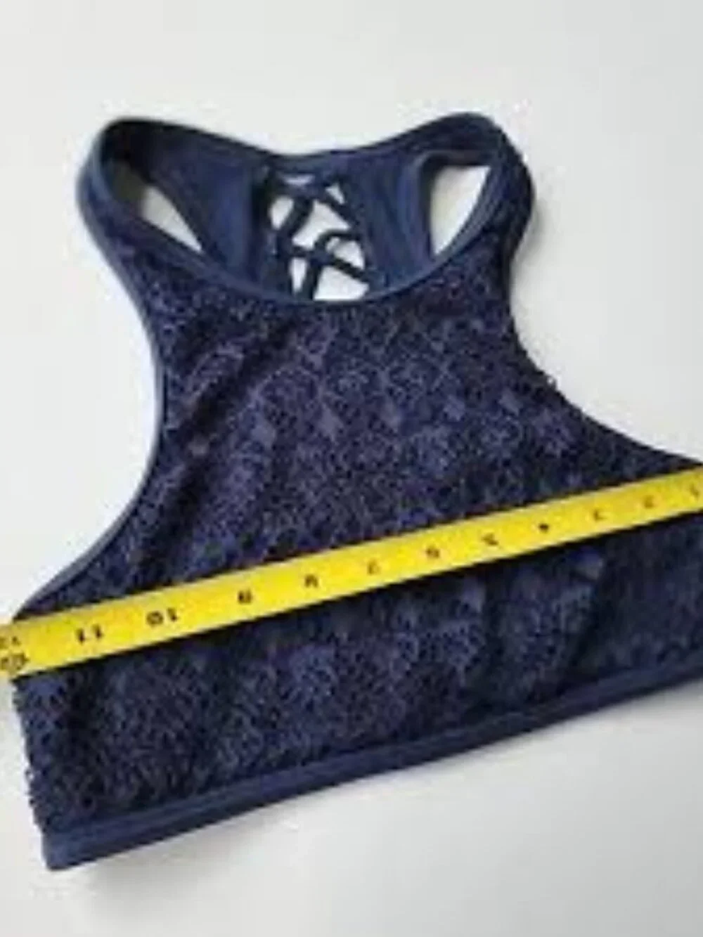 Abercrombie Kids Navy Blue Lace High-Neck Swim Top Bikini Racerback Crochet sz11